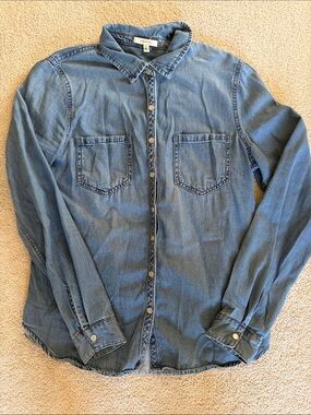 Maurices Denim-Style Button Down Shirt - Blue